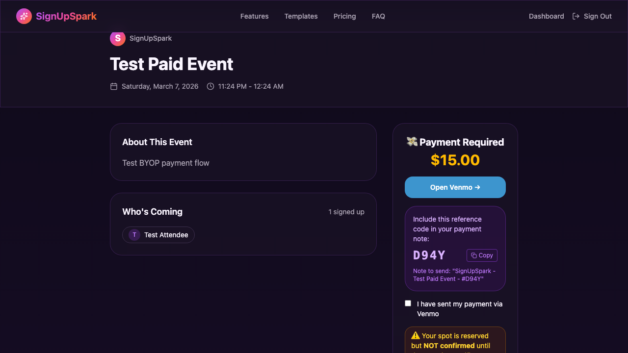 Event payment step